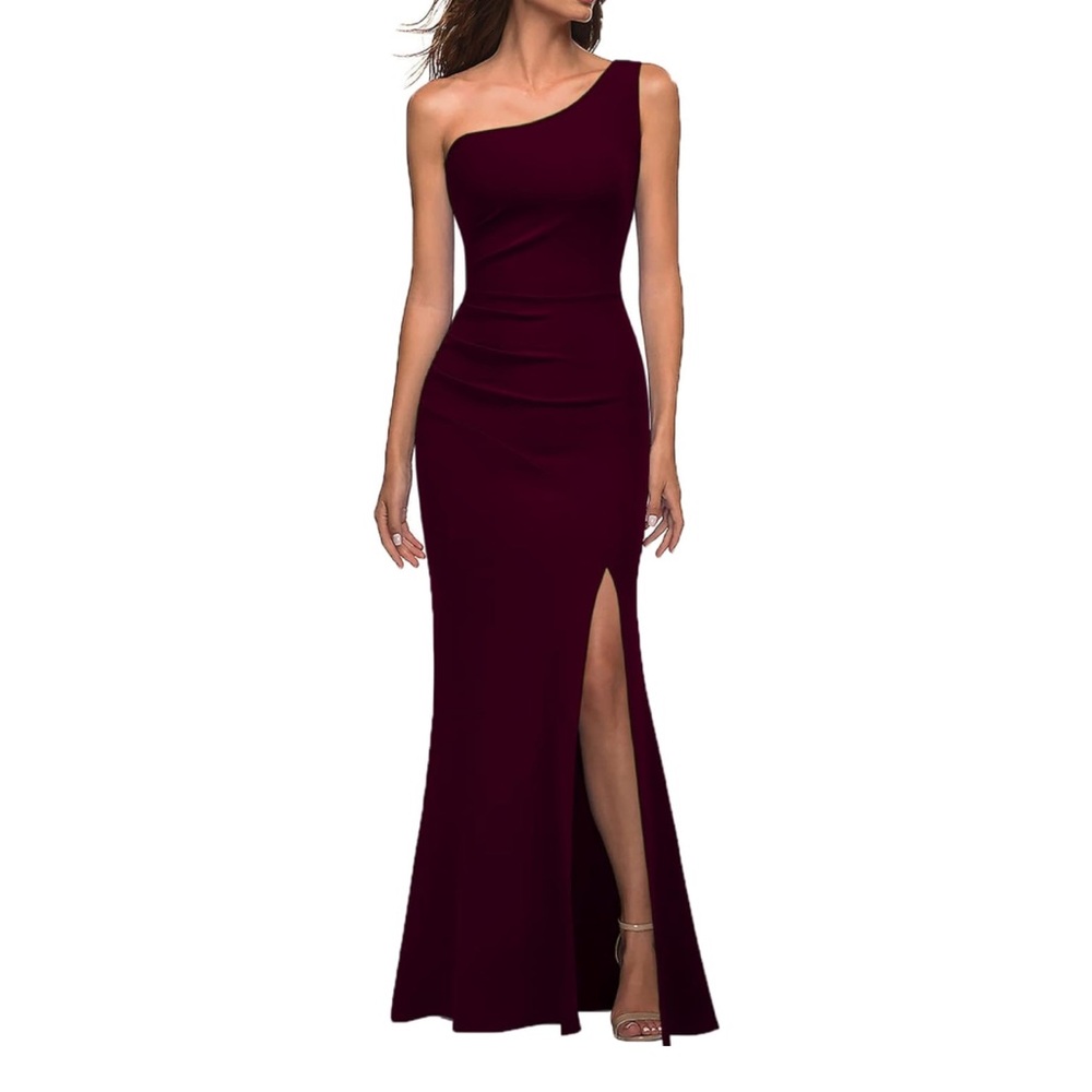 One Shoulder Sleeveless Bodycon Mermaid high Split Cocktail Long Formal Dress